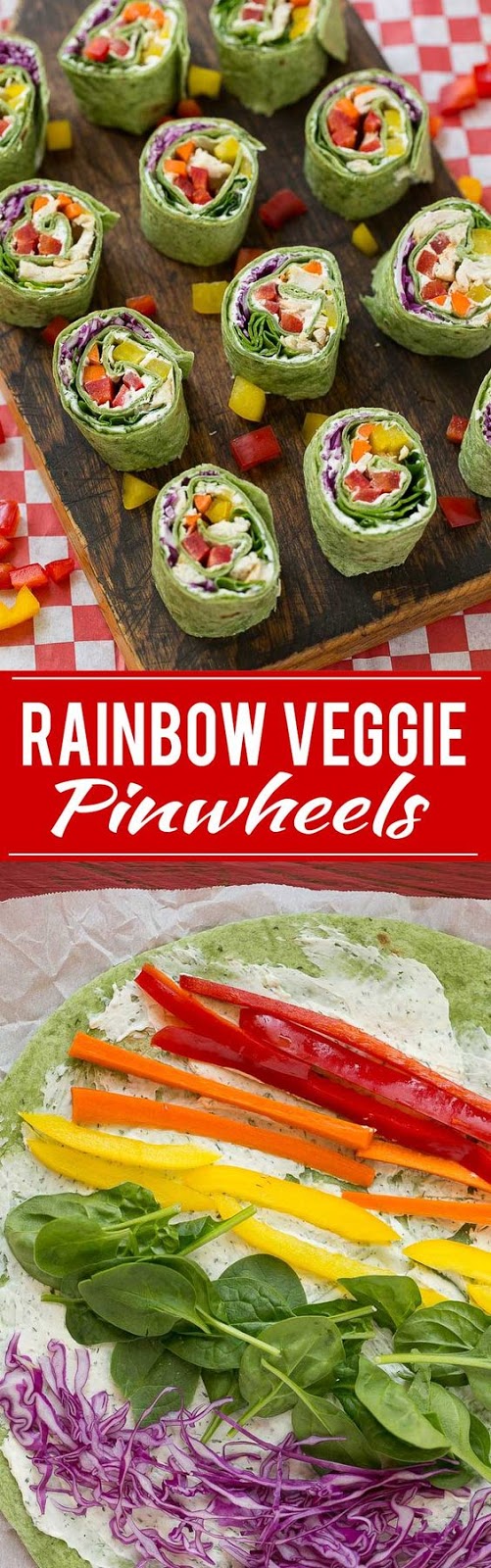Rainbow veggie pinwheels are made with homemade ranch spread and a variety of fresh veggies for a colorful and healthy lunch, snack or appetizer. Rainbow veggie pinwheels are made with homemade ranch spread and a variety of fresh veggies for a colorful and healthy lunch, snack or appetizer.