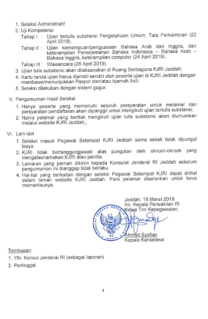 Penerimaan Calon Pegawai Setempat Konsulat Jenderal Republik Indonesia Jeddah Tahun 2019