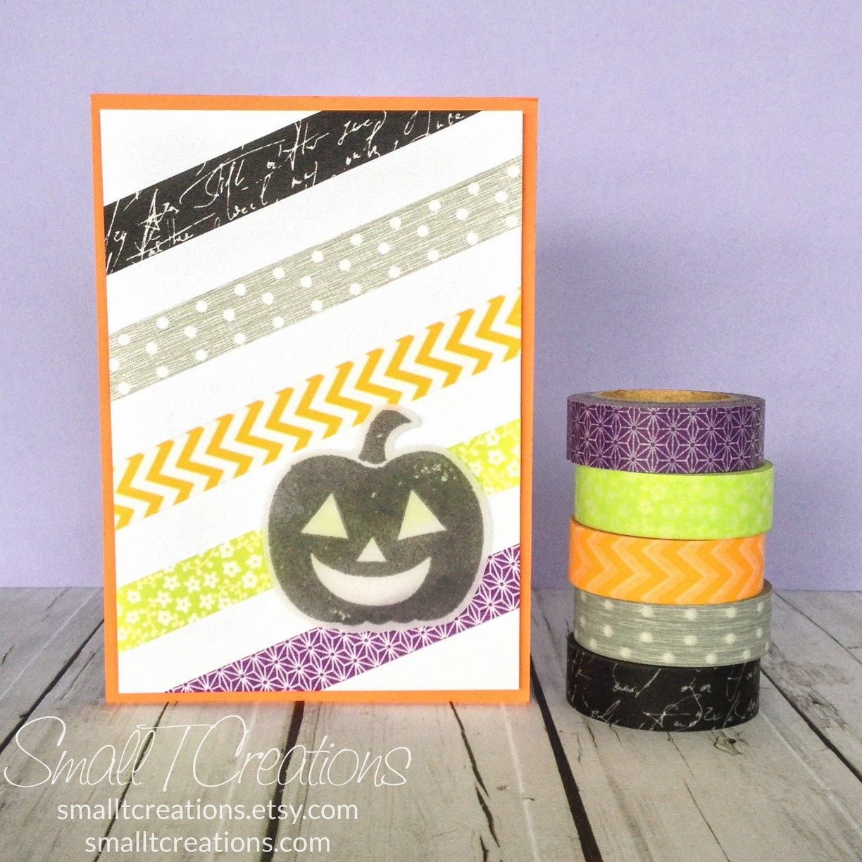 Halloween Washi Tape Card | Small T Creations. Get the washi tapes here: https://smalltcreations.etsy.com/