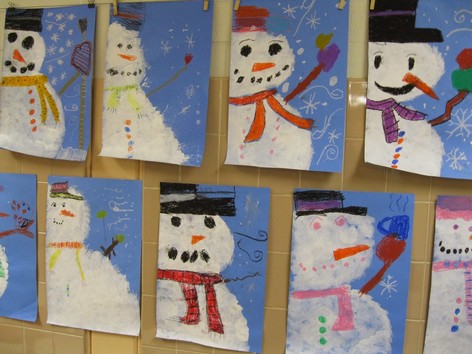 Tesago Art at Shenendehowa C.S.D. Sponge Painted Snowmen