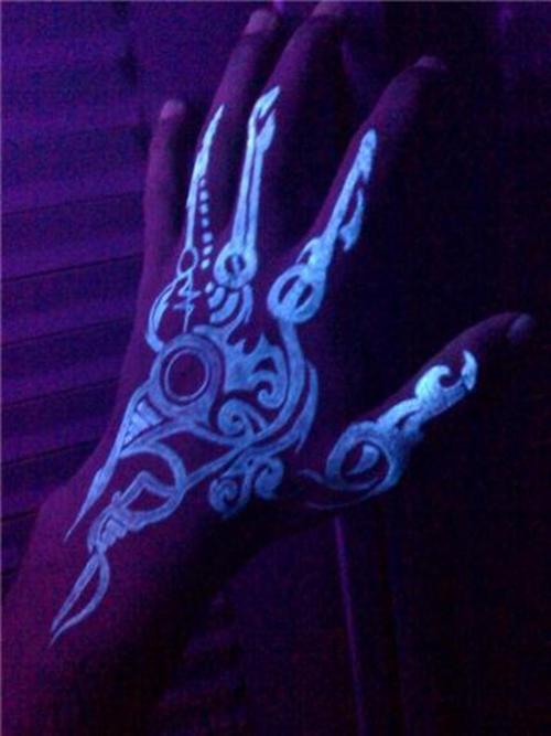 Blacklight Tattoos Tribal Hand Tattoo (w/pic of uv tattoo healing)