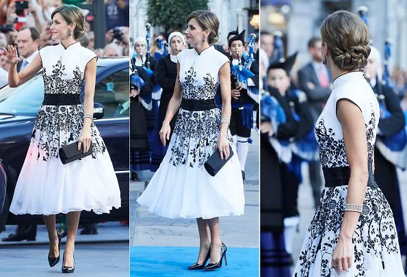 Letizia wears Delpozo dress, Angel Schlesser jumpsuit, Hugo Boss and Carolina Herrera, Spanish brands Zara and Mango