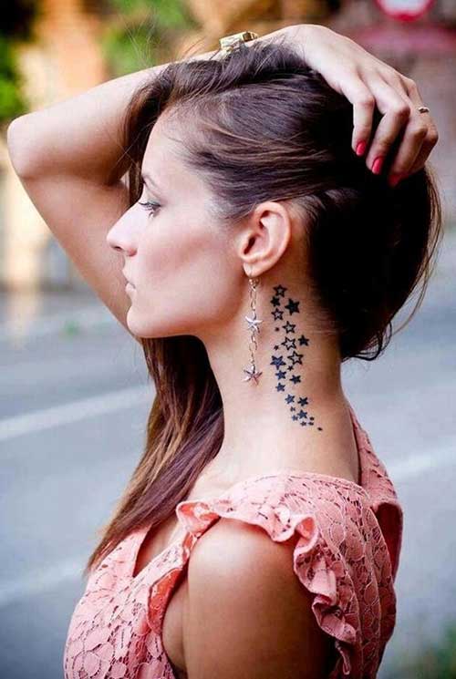 under ear star tattoo design under ear star tattoo design