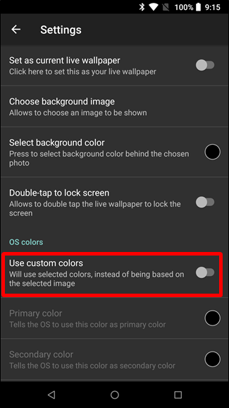 Usare colori personalizzati nello sfondo con Android Oreo