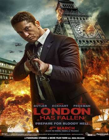 Poster Of London Has Fallen 2016 ORG Dual Audio 350MB BRRip 720p ESubs HEVC Free Download Watch Online Worldfree4u