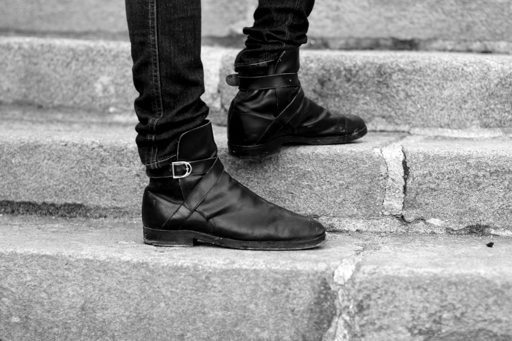Blog mode homme style château ducs bretagne nantes acnes studios manteau pull col châle, boots à boucles mensfashion Paris