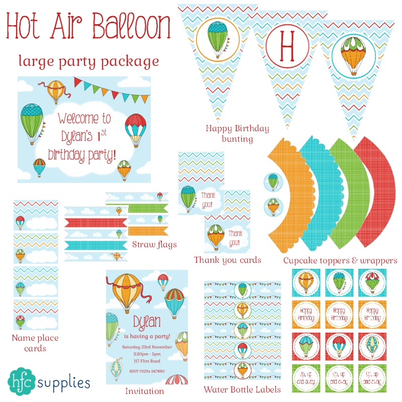 Hot Air Balloons printable party package on hfcSupplies Etsy by hazelfishercreations Hot Air Balloons printable party package on hfcSupplies Etsy by hazelfishercreations