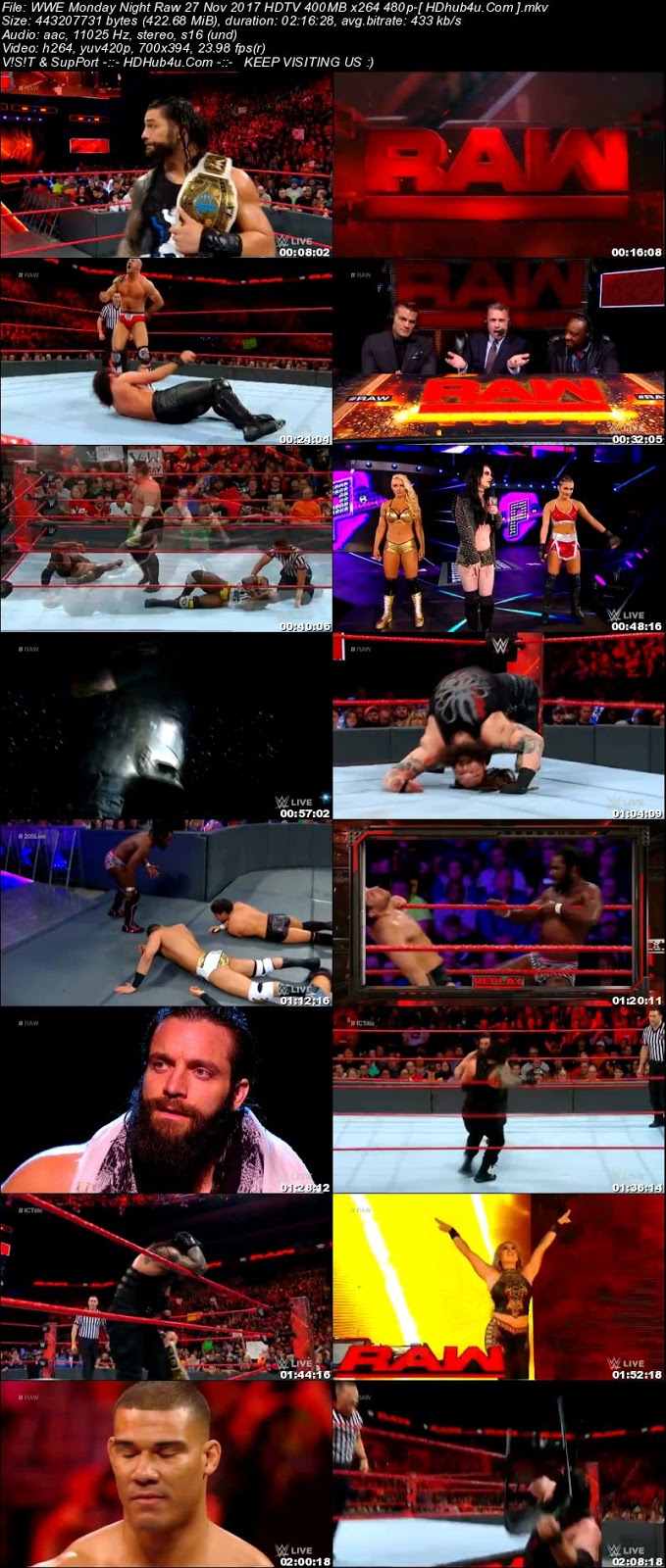 WWE Monday Night Raw 27 November 2017 480p HDTV 400MB