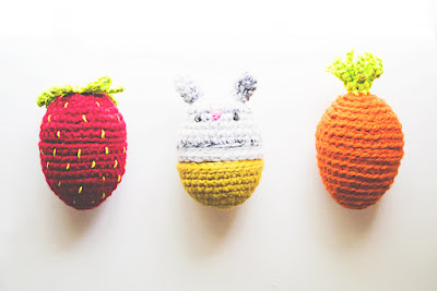 Amigurumi crochet easter egg strawberry bunny carrot