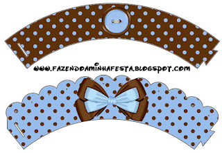 Brown and Light Blue: Free Printable Cupcakes Wrappers and Toppers. Brown and Light Blue: Free Printable Cupcakes Wrappers and Toppers.