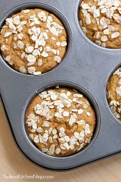 Healthy apple pumpkin breakfast muffins