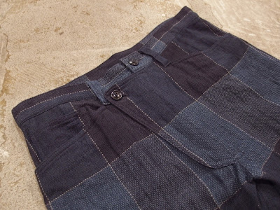 ts(s) Slant Fly Front Work Shorts Block Plaid Linen Cotton Dobby Cloth