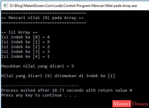 Contoh program array 1 dimensi bahasa c