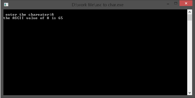 Program to convert the character to a ASCII code - C Programs