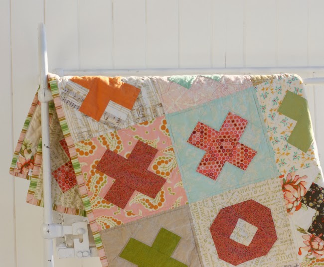 X and O quilt Blue Elephant Stitches