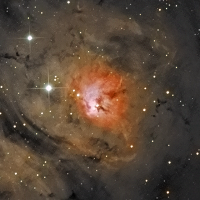 The Hourglass Nebula at the centre of the Lagoon Nebula - enlargement from ...