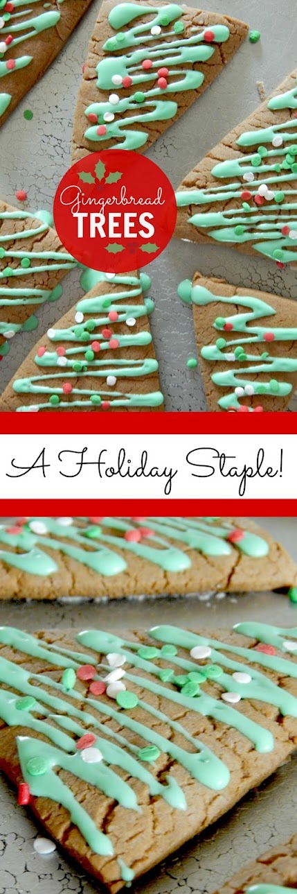Long pin of Gingerbread Tree Cookies a Holiday Cookie Staple