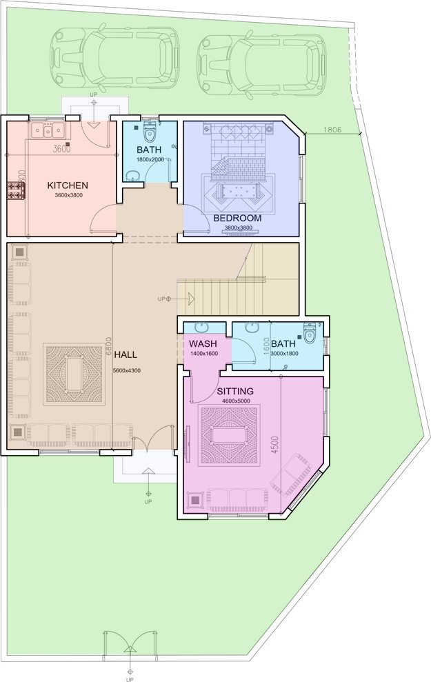 مخطط هندسي منزل من دورين يتكون من 6