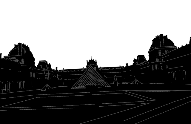 silhouette of the Louvre Museum in Paris