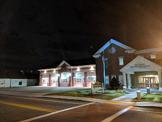 Franklin's Main St fire station at night