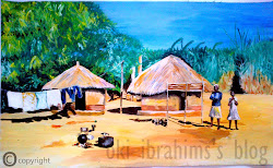 landscape african painting village scene rich