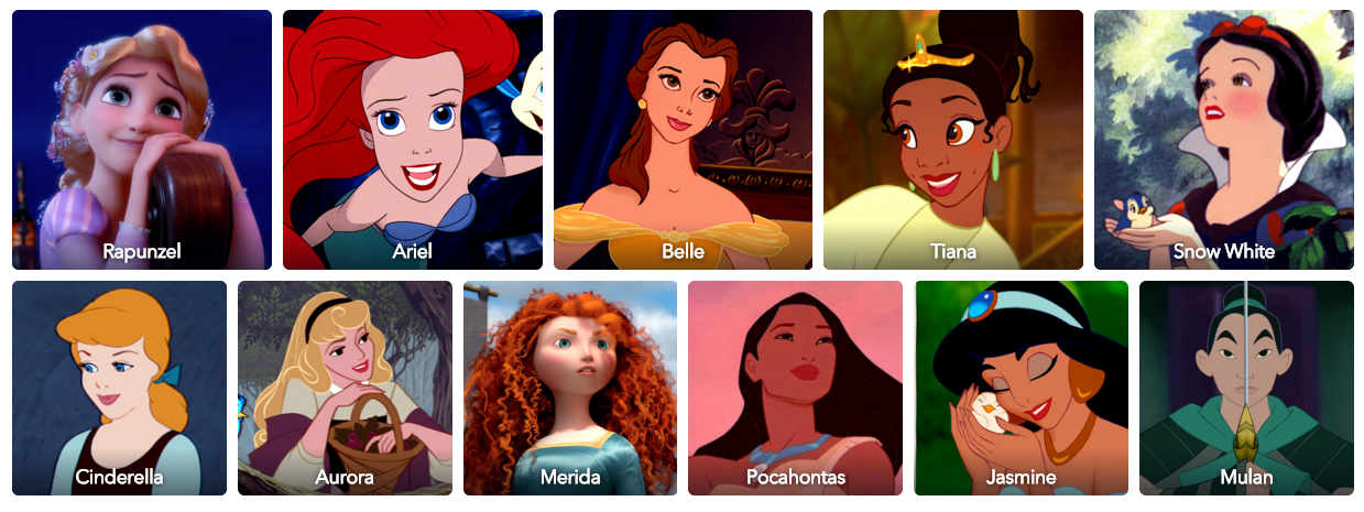 Как звали принцессу. Диснеевские принцессы имена. Название принцесс Диснея. Disney принцессы Диснея с именами. Название всех принцесс.