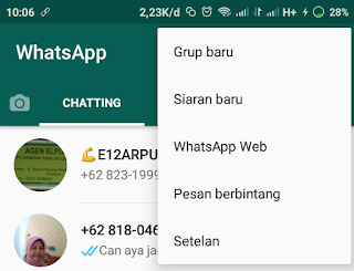 menu whatsapp web