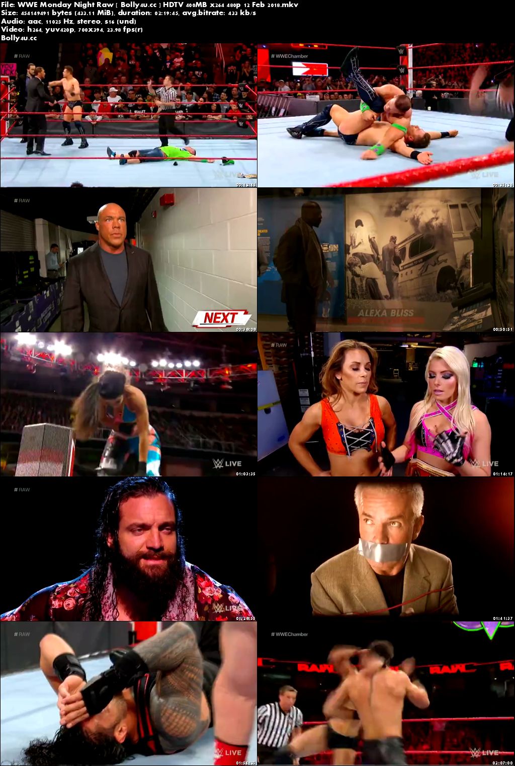 WWE Monday Night Raw HDTV 400MB 480p 12 Feb 2018 Download