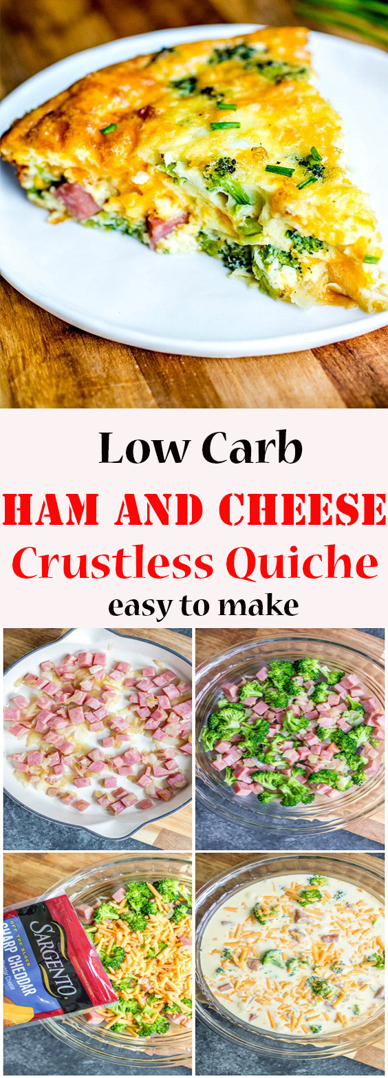 Low Carb Ham and Cheese Crustless Quiche low carb ham cheese 
