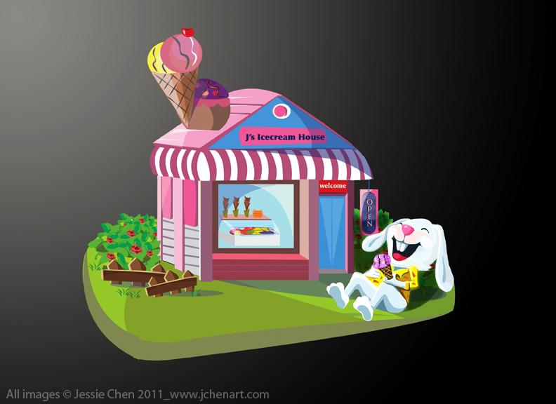 Jessie Cat Illustrations Ice Cream House