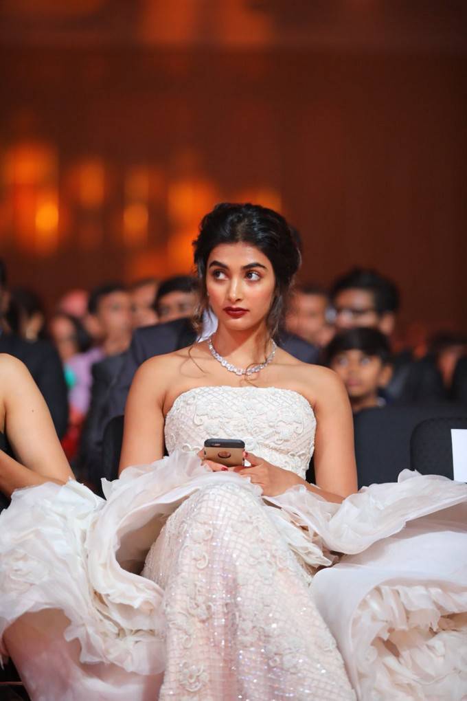 Actress Pooja Hegde Photos At SIIMA Awards 2017 In White Gown