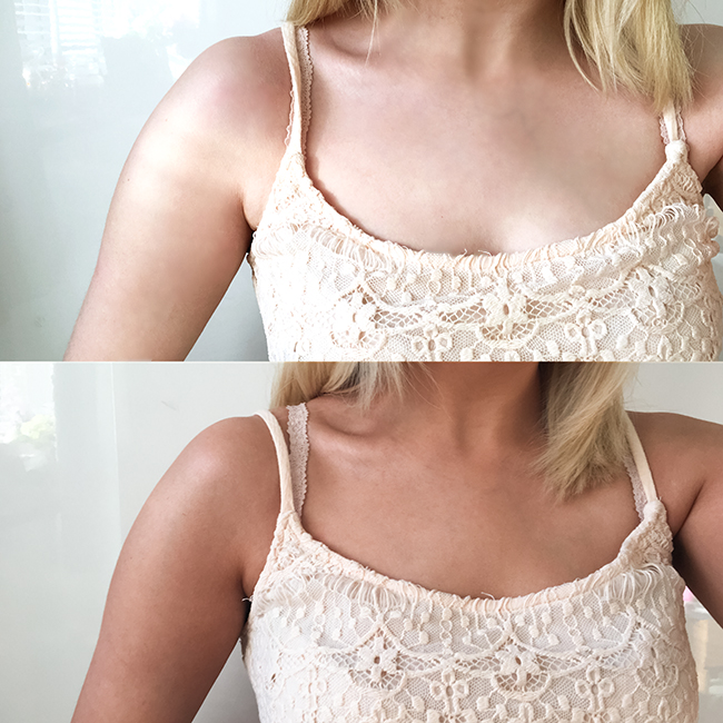 Loving Tan Dark Deluxe Bronzing Mousse Before and After