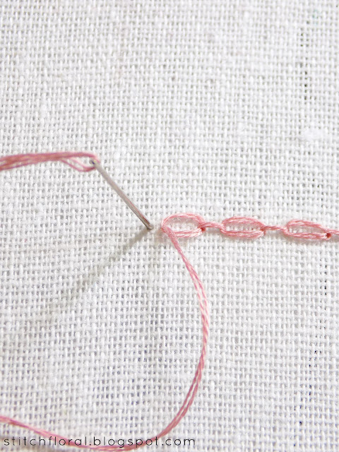 Cable chain stitch & knotted cable stitch and coral stitch