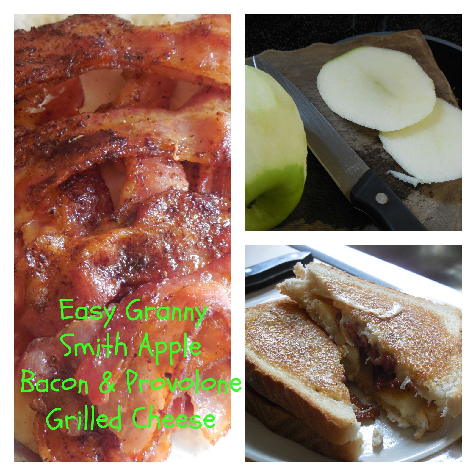 ThriftyTreeHuggary Easy Granny Smith Apple Bacon Provolone Grilled Cheese