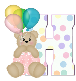 Abecedarios de Osita de Peluche con Globos. Teddy Bear with Balloons Alphabet.