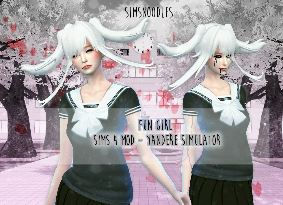 Sims 4 Mod - Yandere Simulator Fun Girl Hair DOWNLOAD.