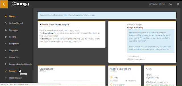 Konga Affiliate panel