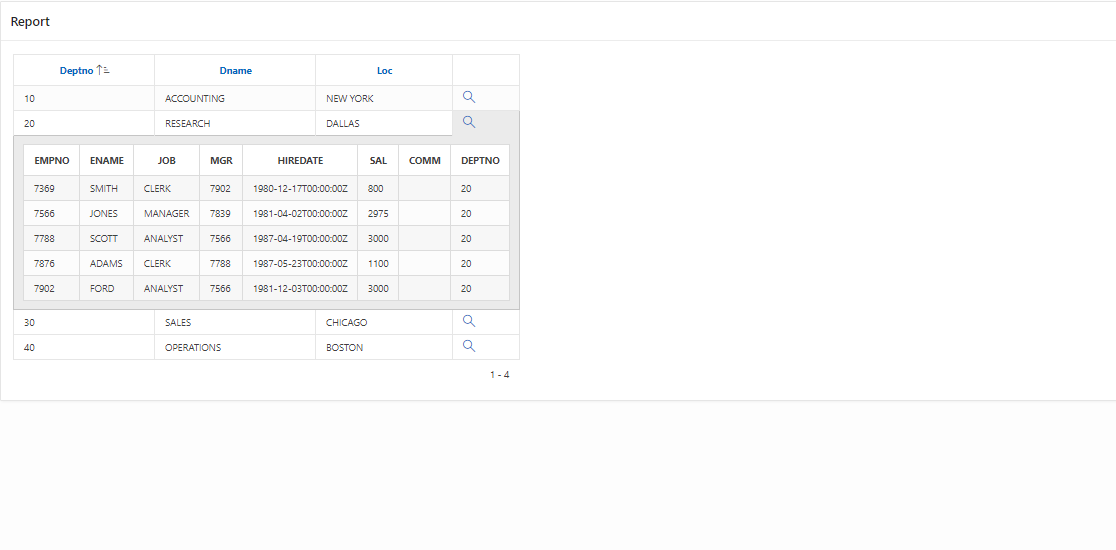 Oracle Apex, Forms, Reports How to create nested reports in Oracle