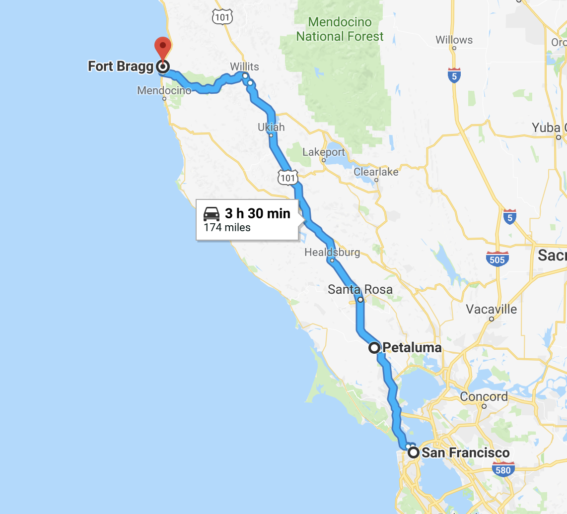 Kris & Brian's Travels Week 5 San Francisco California to Fort Bragg