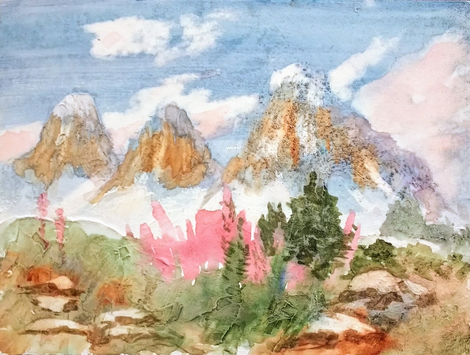 Chris Campbell Watercolors Painting on Gesso BOARD