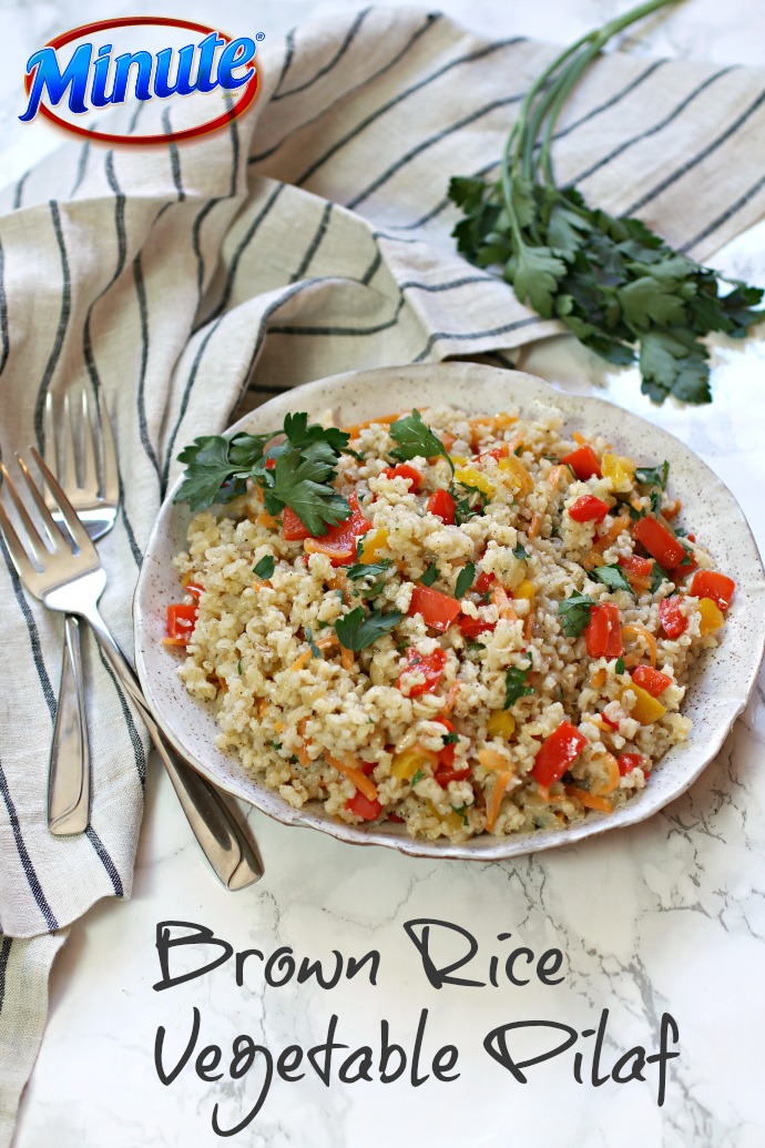 Recipe for a rice pilaf with onions, peppers and carrots.
