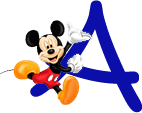 Alfabeto de personajes de Disney con letras azules A.