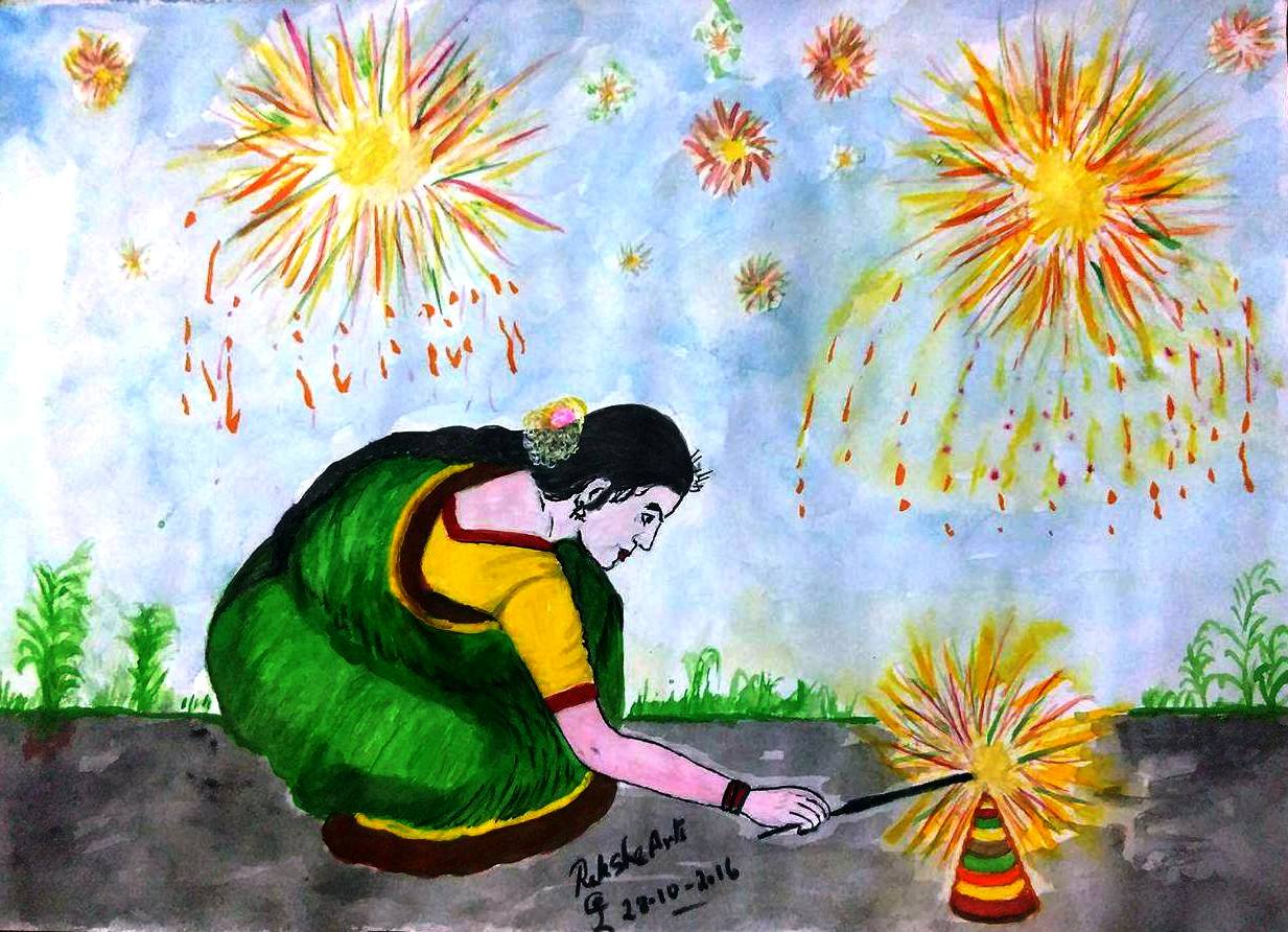 diwali festival drawing