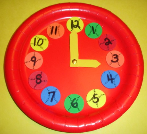 Learning Ideas - Grades K-8: Make a Baseball Paper Plate Clock Craft