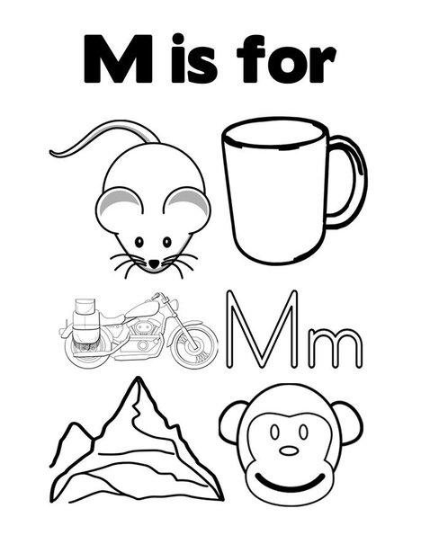 CARDS FOR KIDS: COLORING SHEETS AND LEARN THE LETTER M