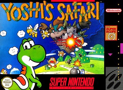 Cover art for the SNES game Yoshi's Safari.