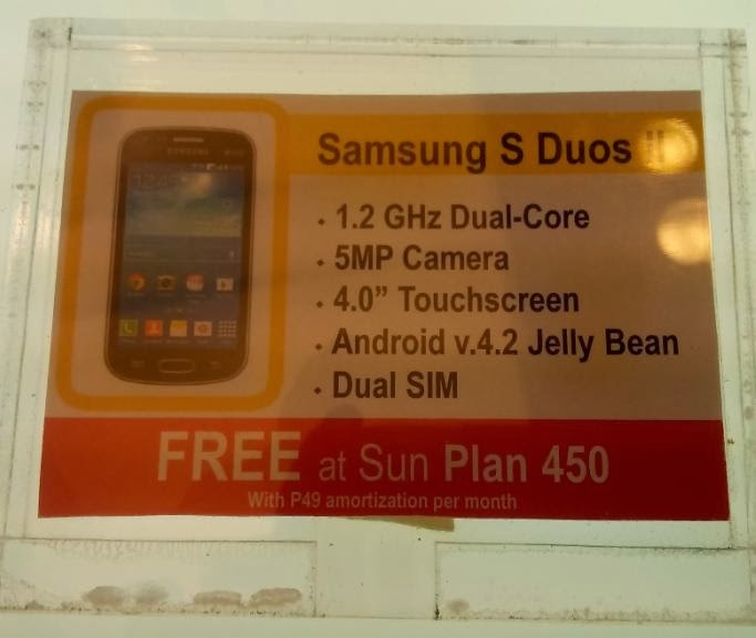 Samsung Galaxy S Duos II Free At Sun Cellular Plan 450