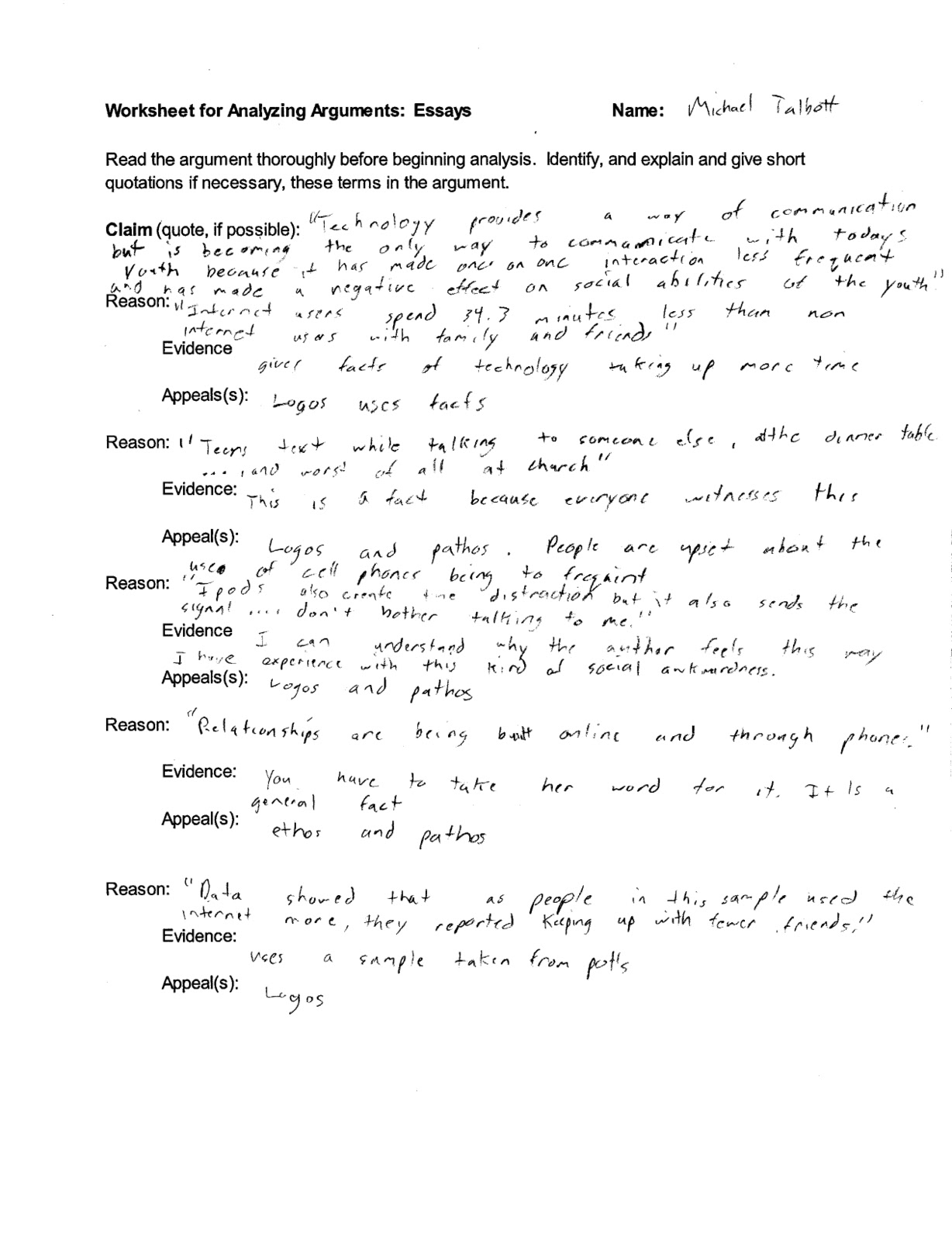 Michael's Eng 112 Blog: Argument analysis worksheet