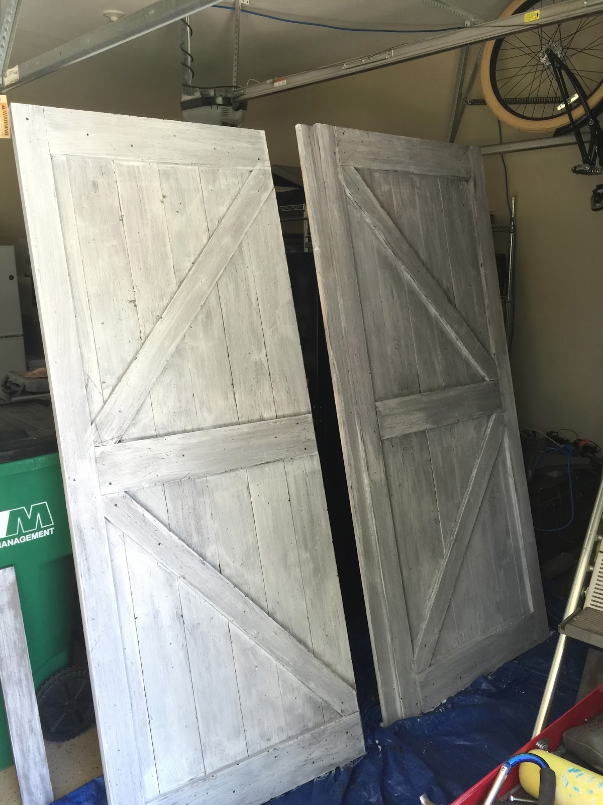 Er And Better Diy Barn Door Headboard Faux Track After The Coat Of White Paint