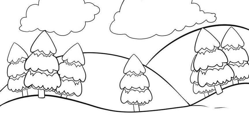 gambar mewarnai pemandangan alam gunung